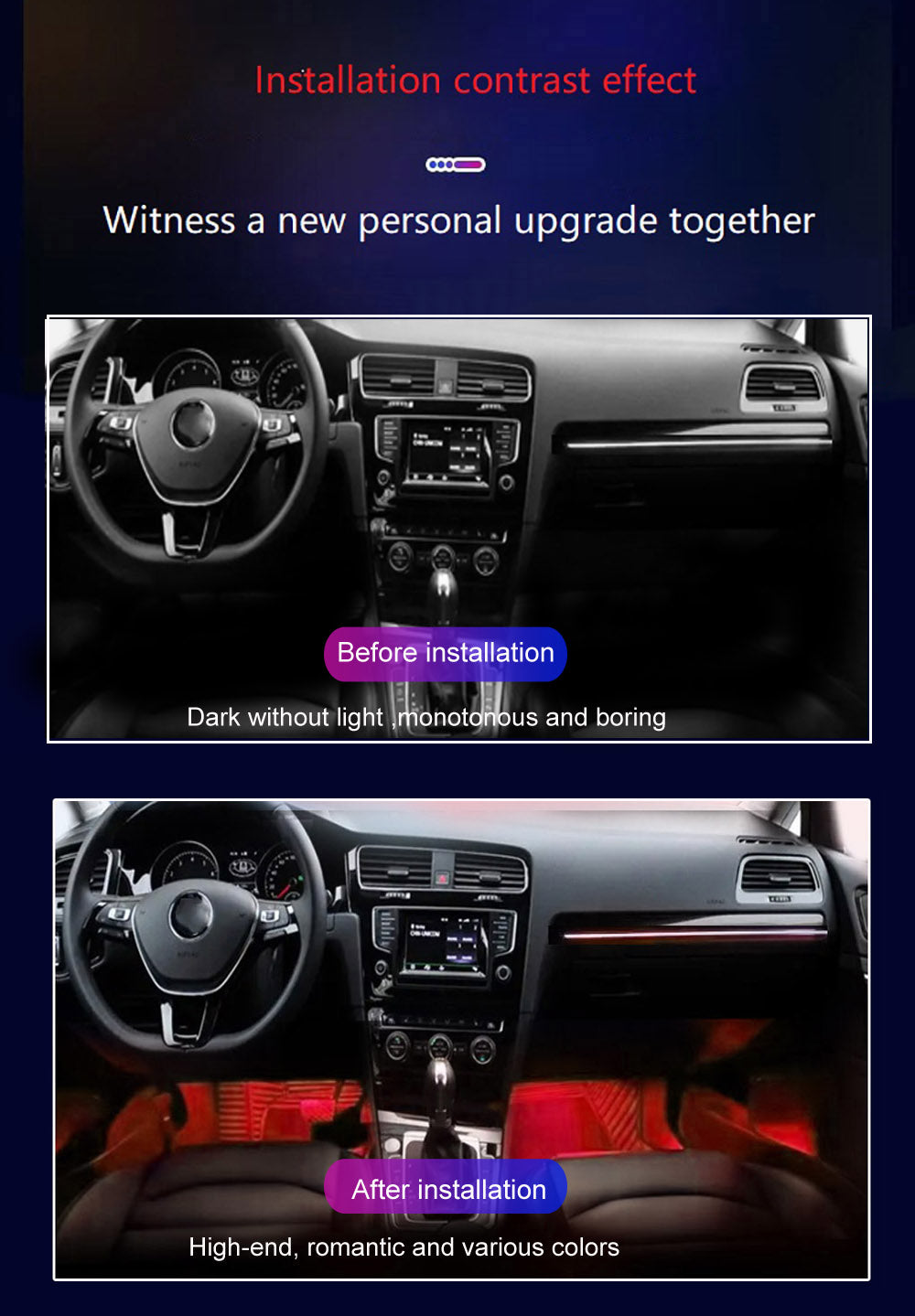 Rgb ambient interior lighting kit