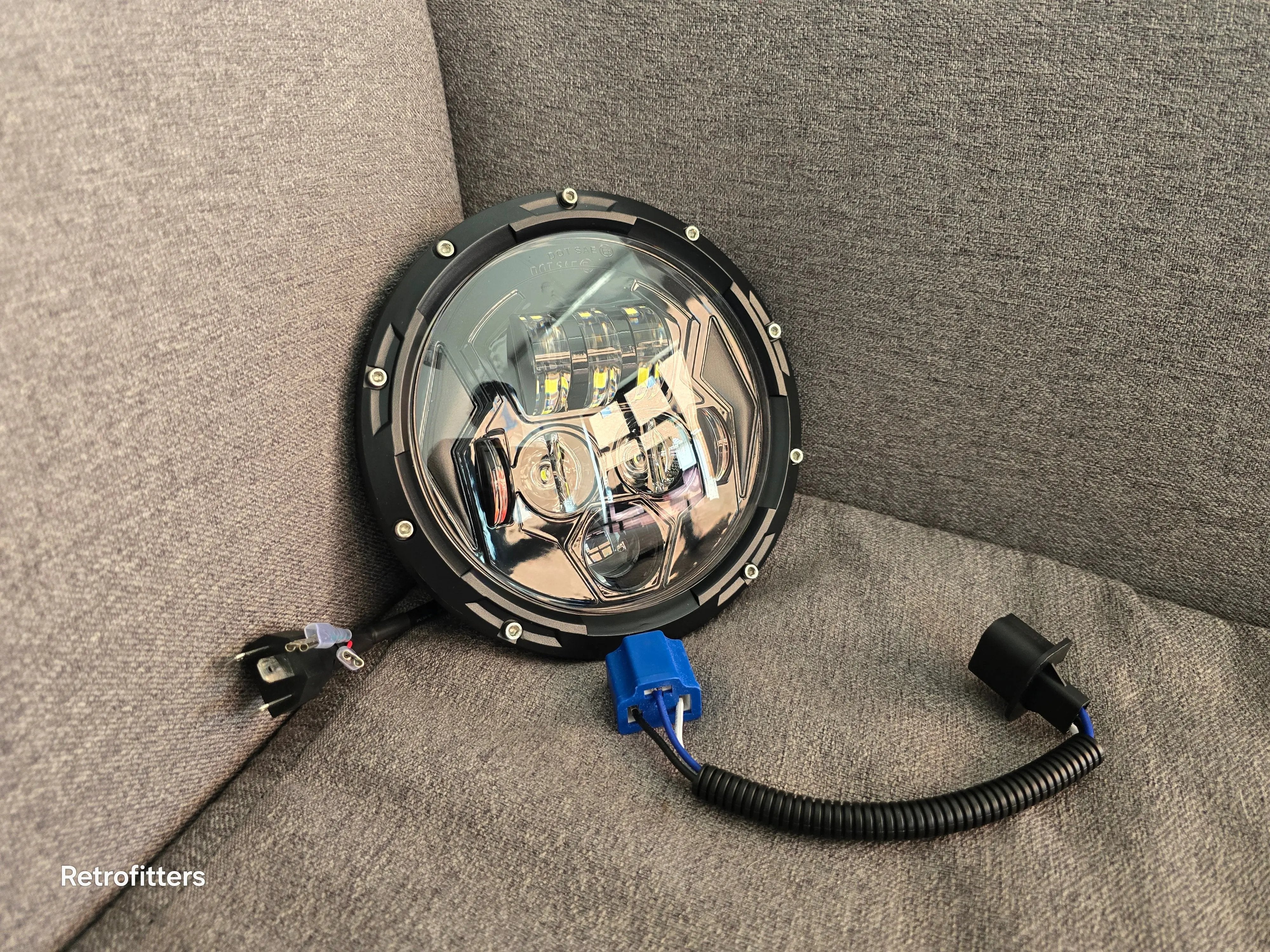 7 Inch 45W LED Headlight With DRL Daytime Running Light High Low Beam Amber Turn Signal set of 2 Retrofitters RSA