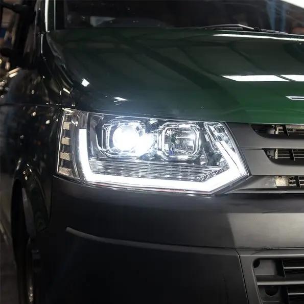 VW Transporter T5.1 (2010-15) – Headlights – V3 – LED DRL – RHD – Chrome In stock with Supplier 7 to 14 days