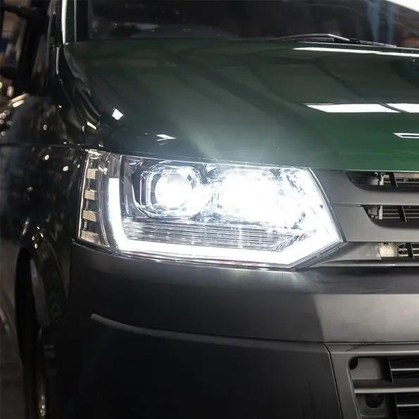 VW Transporter T5.1 (2010-15) – Headlights – V3 – LED DRL – RHD – Chrome In stock with Supplier 7 to 14 days