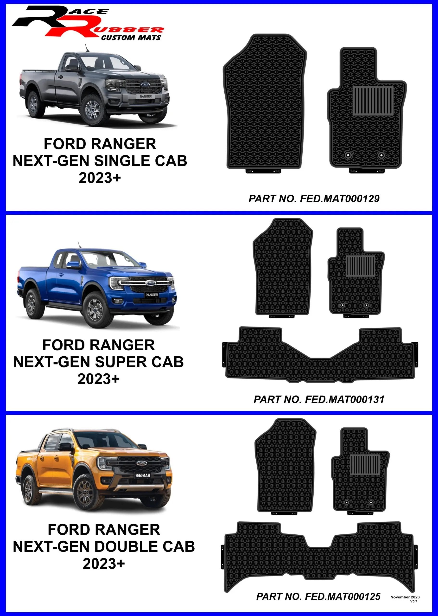 Ford Ranger Wildtrak / Raptor Heavy Duty Rubber mats Retrofitters RSA
