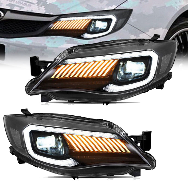 Pair LED Headlight Assembly for Subaru WRX 2008-2014 Headlight Plug and Play with DRL Dynamic Turn Projector Lens Headlamp In stock with Supplier 7 to 14 days