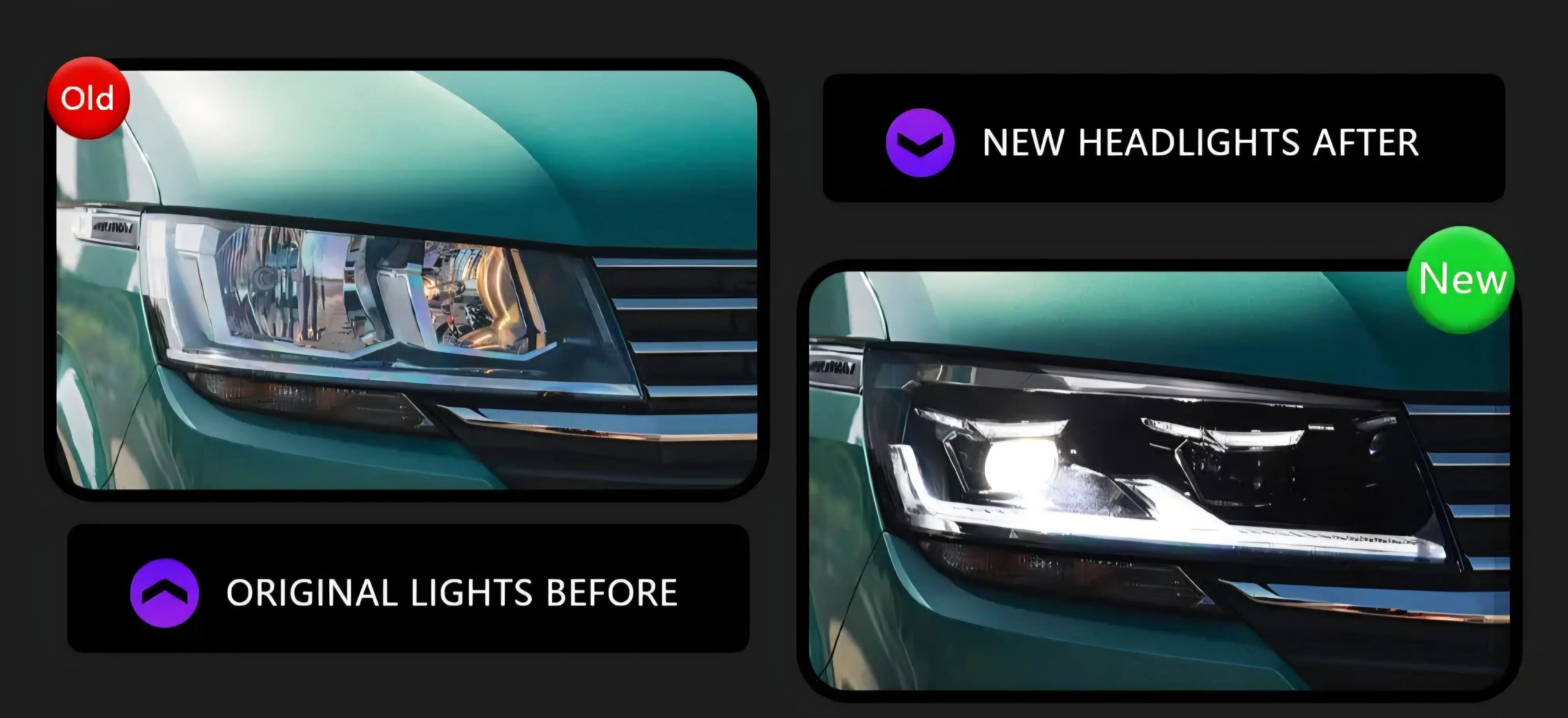 VW Transporter Headlight Upgrade RHD T6.1 LED Headlights In stock with Supplier 7 to 14 days