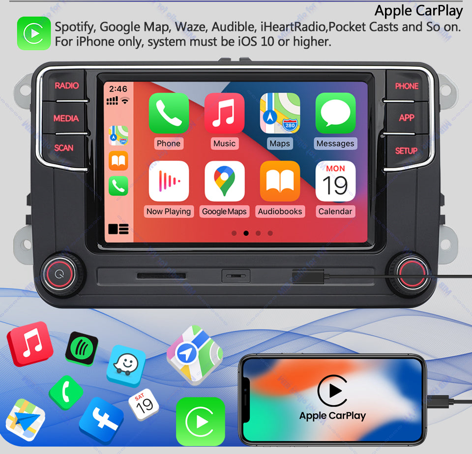 Volkswagen MIB2 6.5 inch Carplay and Android auto MQB Radio rcd440 with Rear usb port In stock with Supplier 7 to 14 days