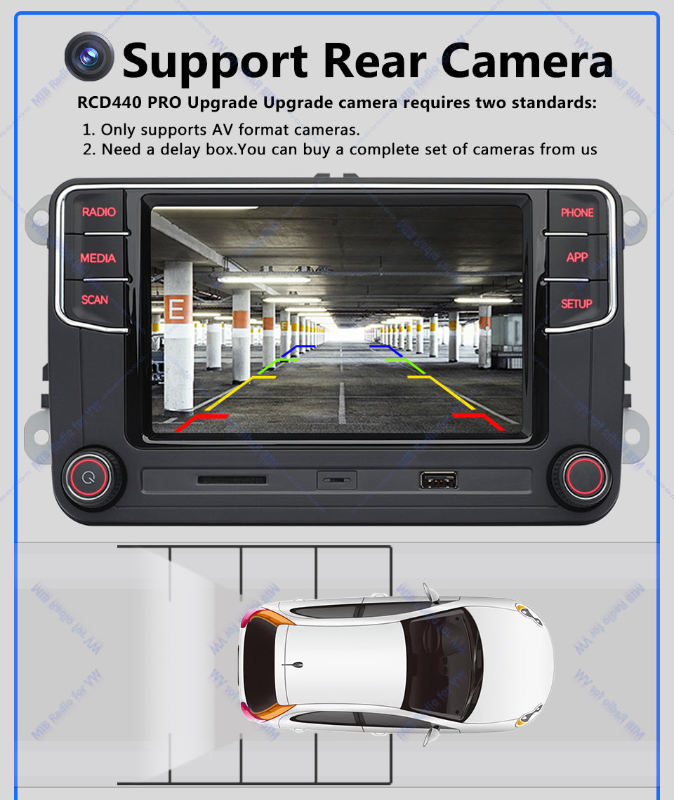 Volkswagen MIB2 6.5 inch Carplay and Android auto MQB Radio rcd440 with Rear usb port In stock with Supplier 7 to 14 days