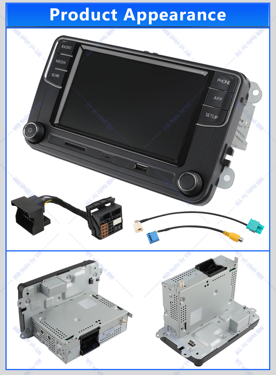 Volkswagen MIB2 6.5 inch Carplay and Android auto MQB Radio rcd440 with Rear usb port In stock with Supplier 7 to 14 days