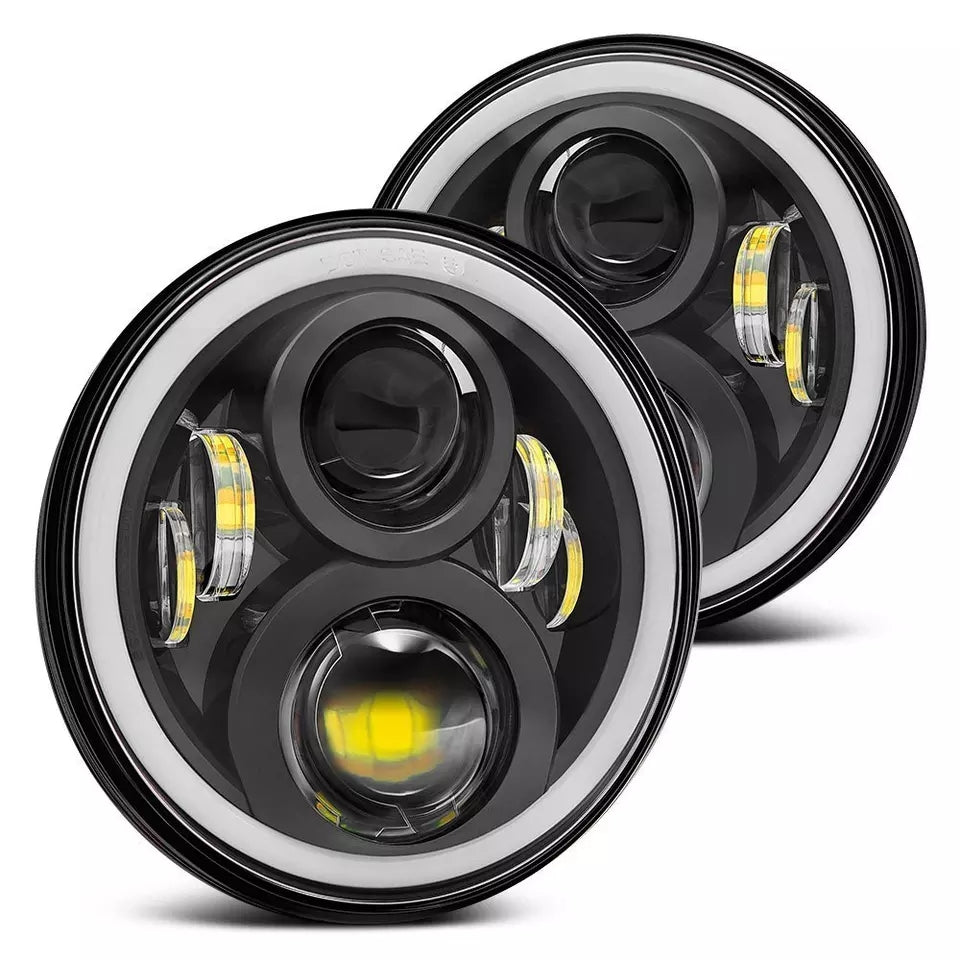 7-duim 60W LED-koplig met DRL Dagrylig Hoë Laagstraal Amber-rigtingsein