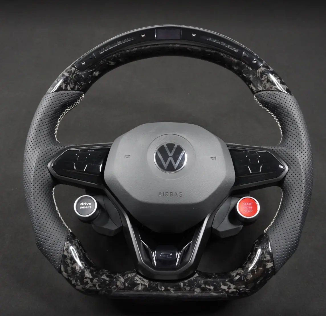 Carbon Fiber Steering Wheel Volkswagen mk8 Gti / R / Rline / T-roc / T-cross(Airbag cover excl ) Made on order 6 to 8 weeks