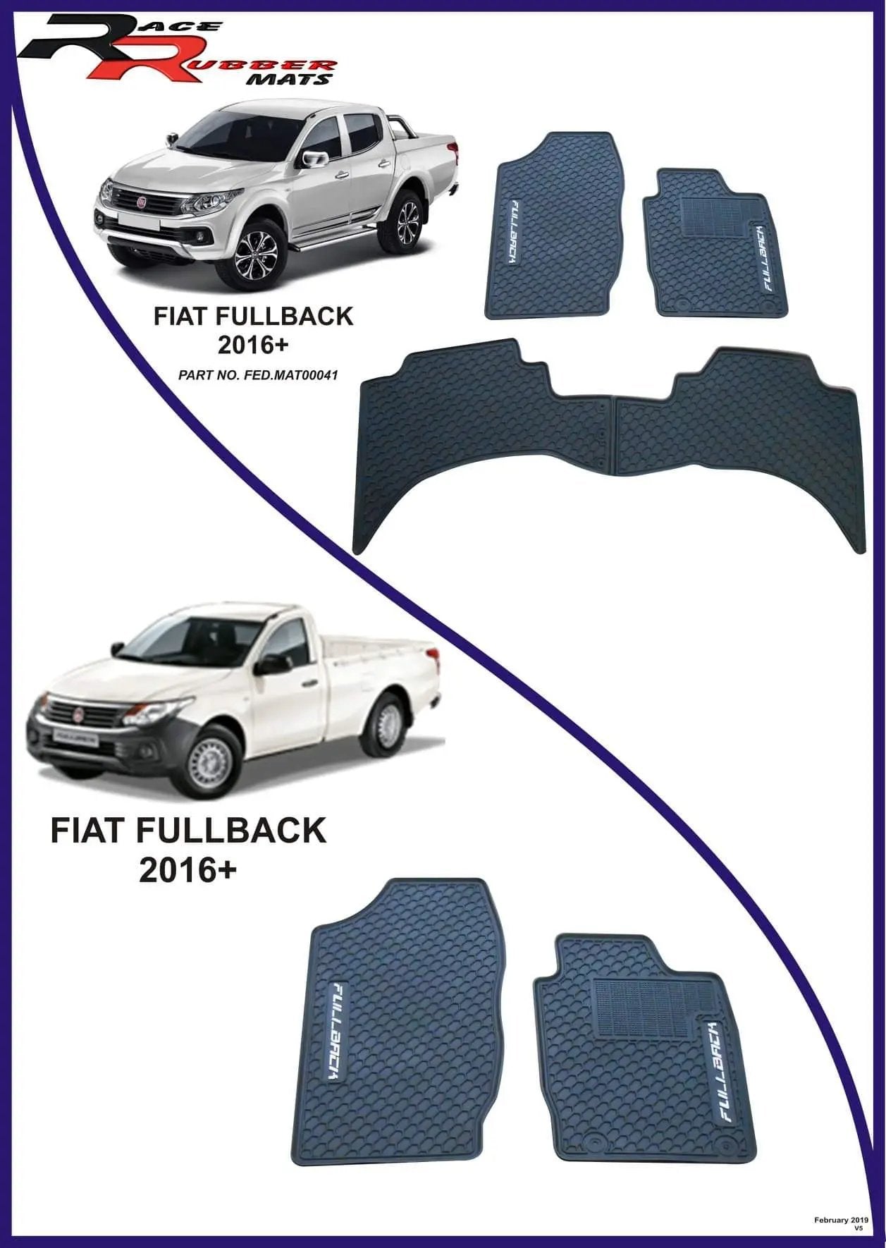 Fiat Fullback Heavy Duty Rubber mats Retrofitters RSA