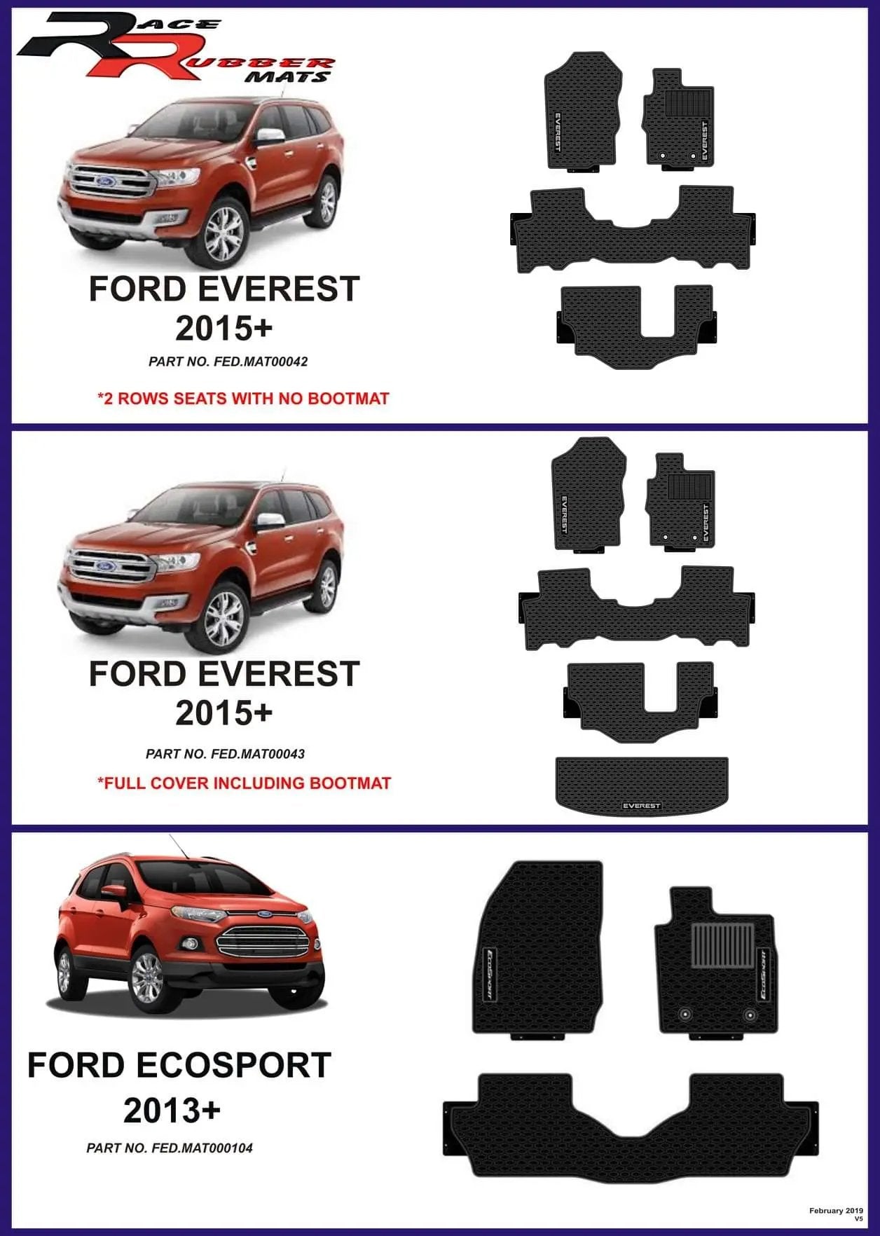 Ford Everest / Eco sport Heavy Duty Rubber mats Retrofitters RSA