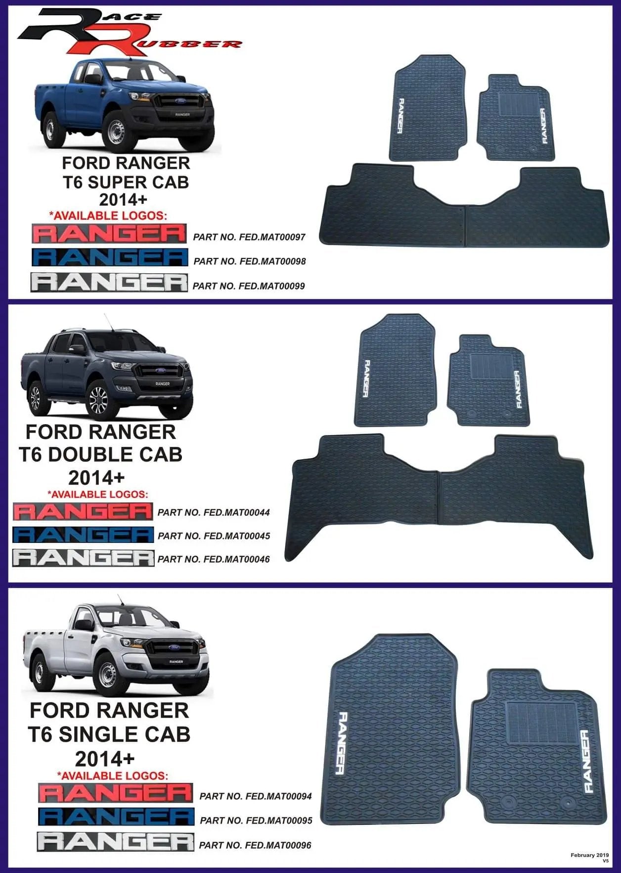 Ford Ranger Heavy Duty Rubber mats Retrofitters RSA