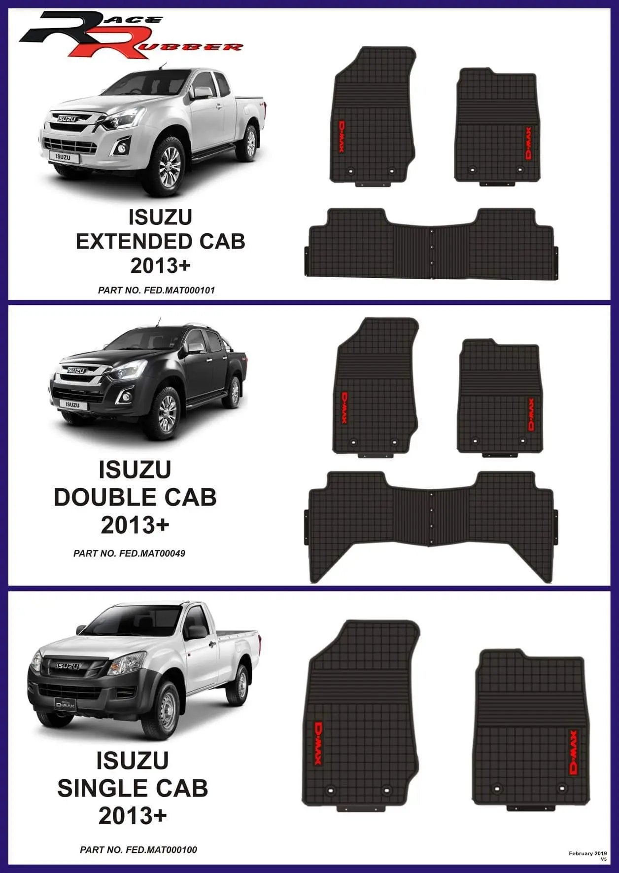 Izuzu 2013+ Heavy Duty Rubber mats Retrofitters RSA