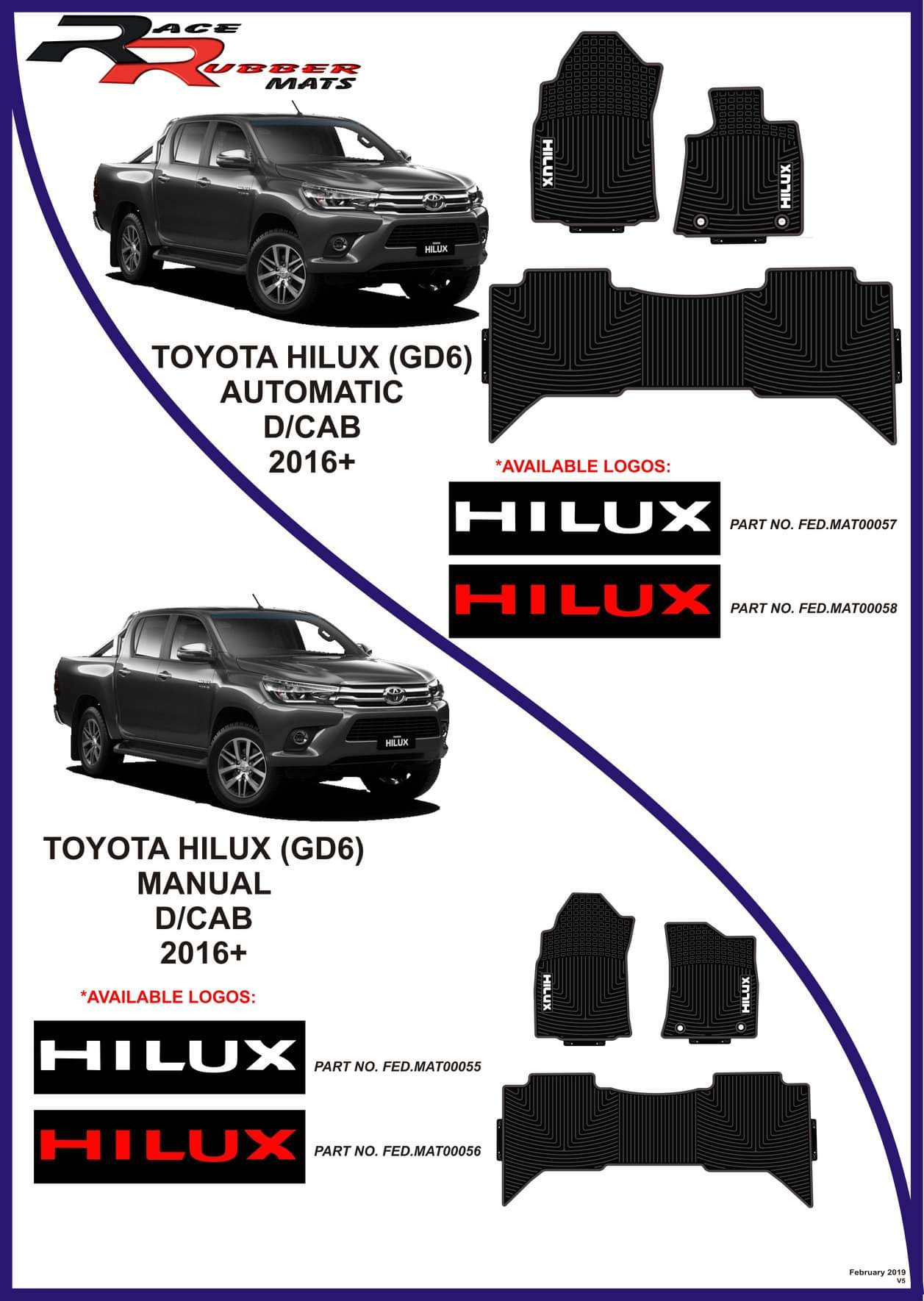 Toyota Hilux GD6 2016+ Heavy Duty Rubber mats