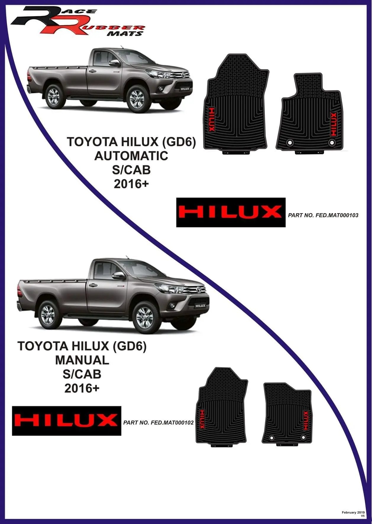 Toyota Hilux GD6 2016+ Heavy Duty Rubber mats Retrofitters RSA