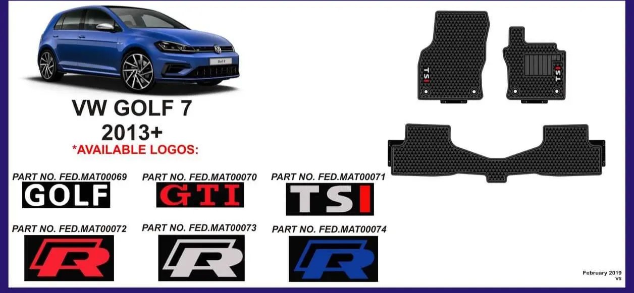 Volkswagen Golf 5 - 6 - 7 Heavy Duty Rubber mats Retrofitters RSA