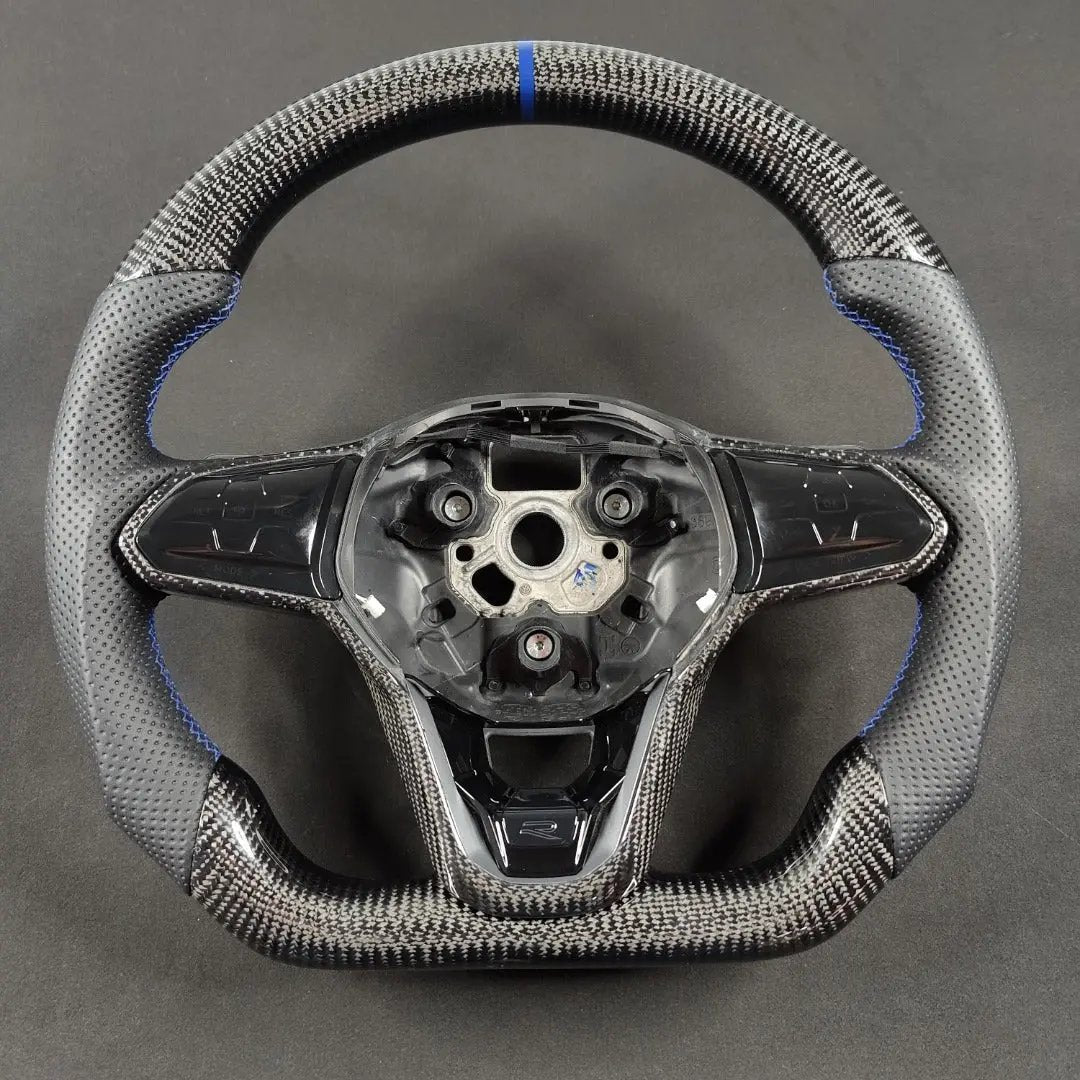 Carbon Fiber Steering Wheel Volkswagen mk8 Gti / R / Rline / T-roc / T-cross(Airbag cover excl ) Made on order 6 to 8 weeks