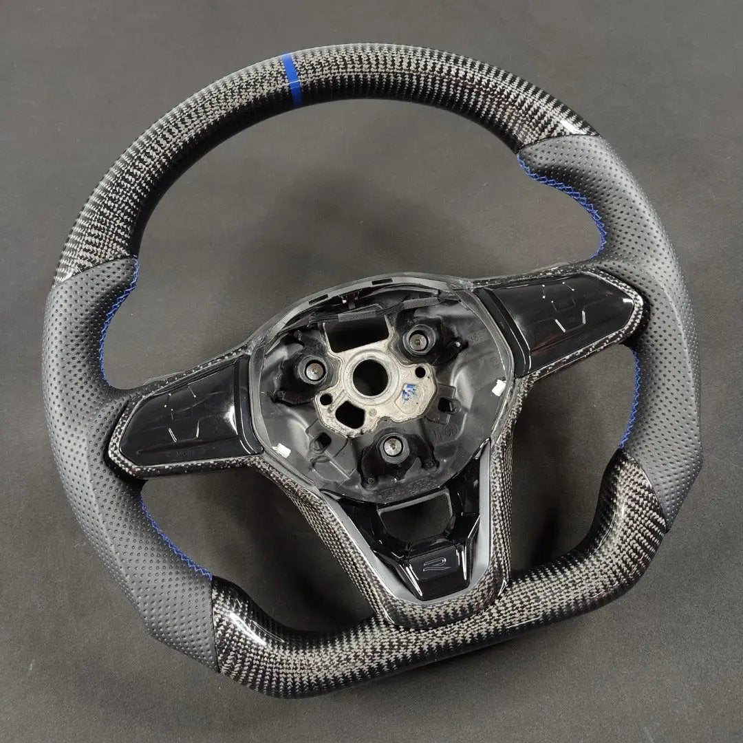 Carbon Fiber Steering Wheel Volkswagen mk8 Gti / R / Rline / T-roc / T-cross(Airbag cover excl ) Made on order 6 to 8 weeks