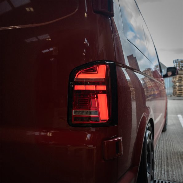 VW Transporter T6 – Rear Lights – Sequential Indicator – LED – RHD – Barn Door – Red (T6.1 Style)