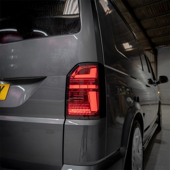VW Transporter T6.1 – Rear Lights – Sequential Indicator – LED – RHD – Tailgate – Red Smoke