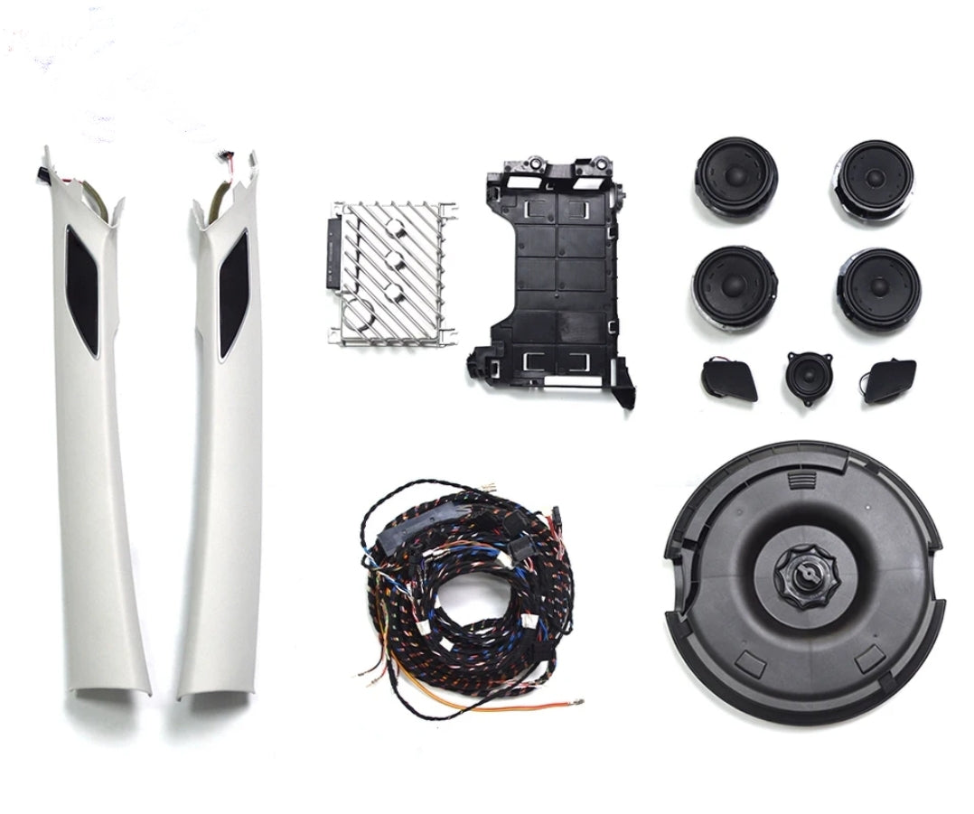 VW Golf  MK8 GTI R-Line TSi Whole Harman Kardon Set H&K (4 Tweeter/4 Woofer/1 Subwoofer/1 Amplifier) A Pillar(Black/Gray) With Cable