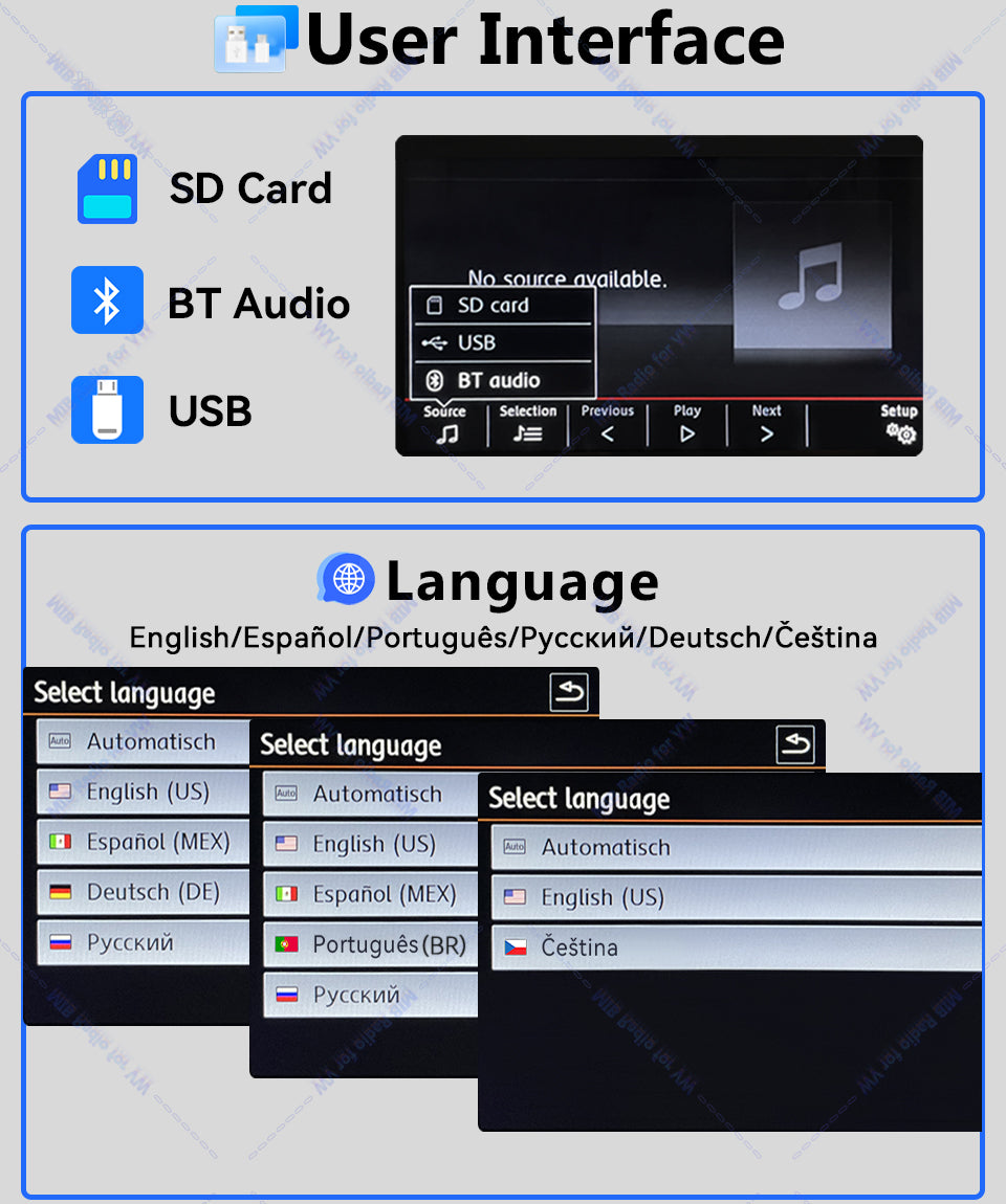 Volkswagen MIB2 6.5 inch Carplay and Android auto MQB Radio rcd440 with Rear usb port In stock with Supplier 7 to 14 days