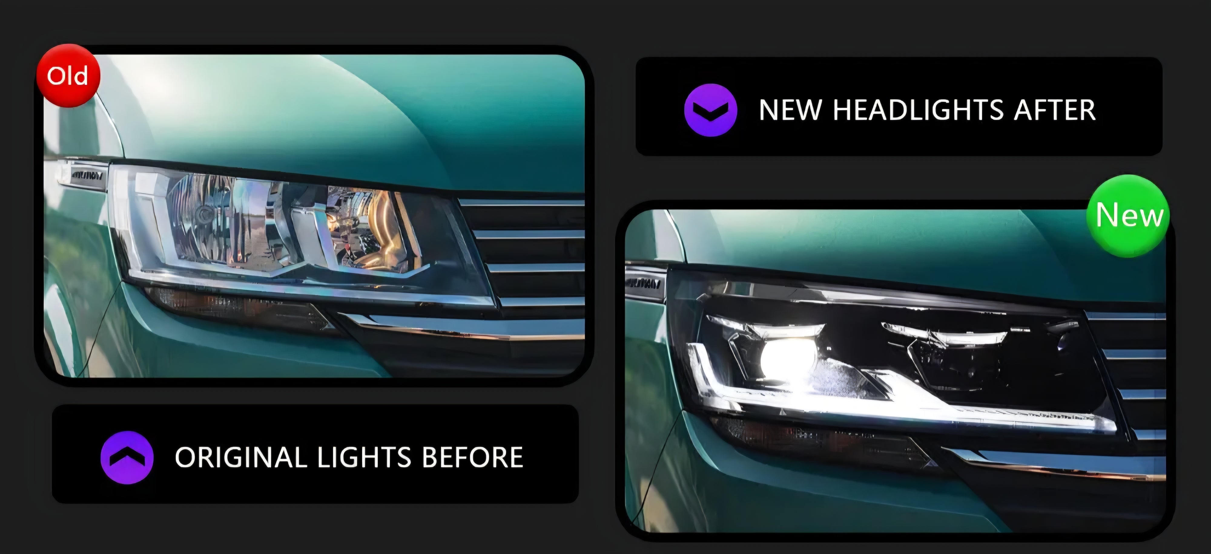 VW Transporter Headlight Upgrade RHD
 THQ T6.1 LED Hoofligte