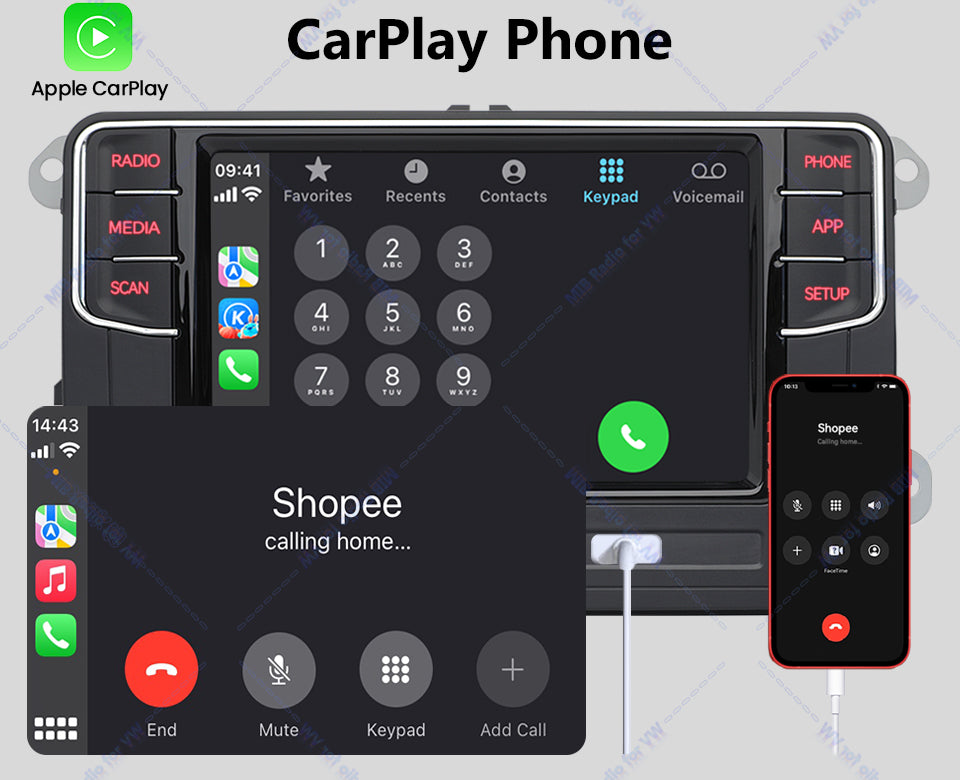 Volkswagen MIB2 6.5 inch Carplay and Android auto MQB Radio rcd440 with Rear usb port In stock with Supplier 7 to 14 days