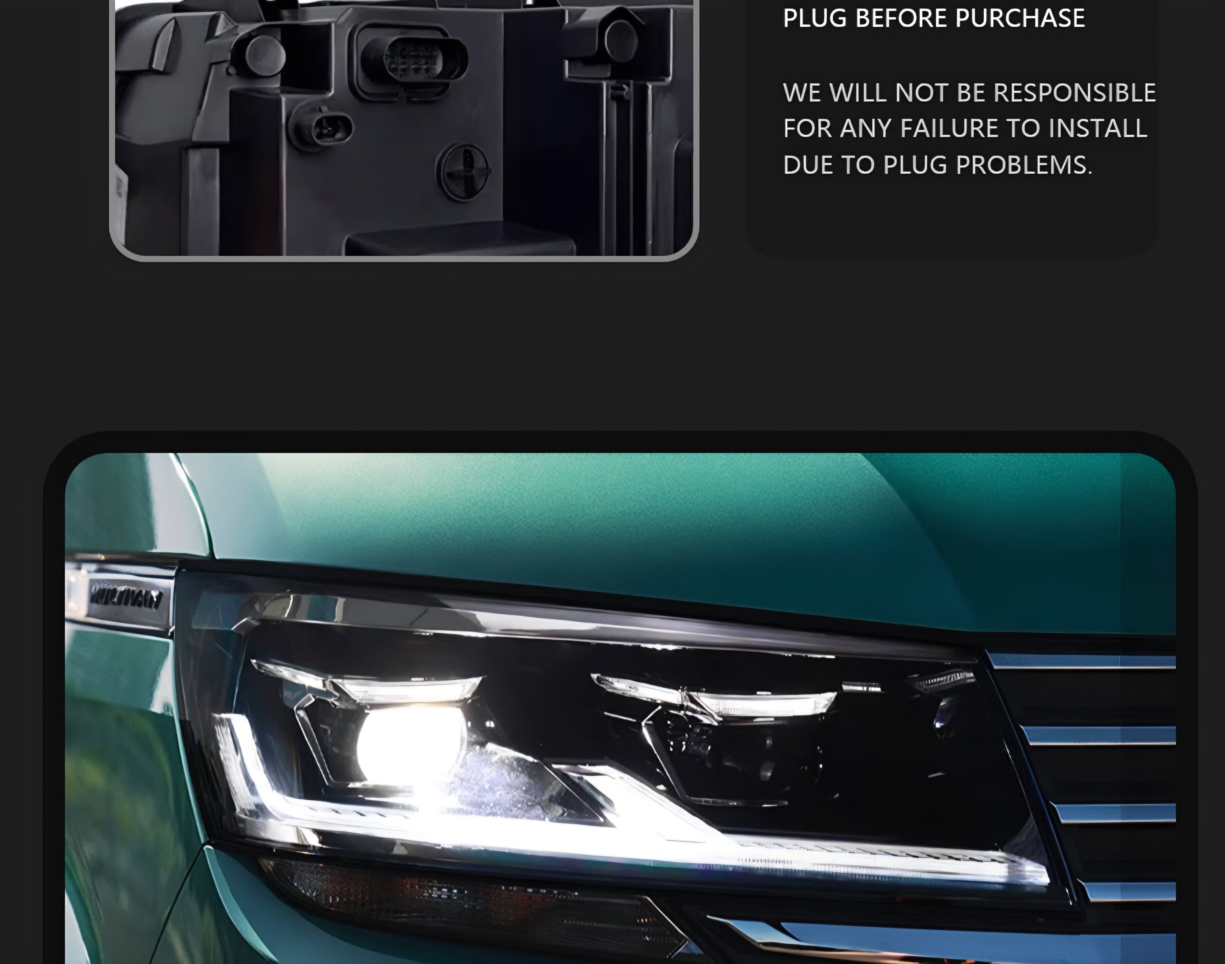 VW Transporter Headlight Upgrade RHD
 THQ T6.1 LED Hoofligte