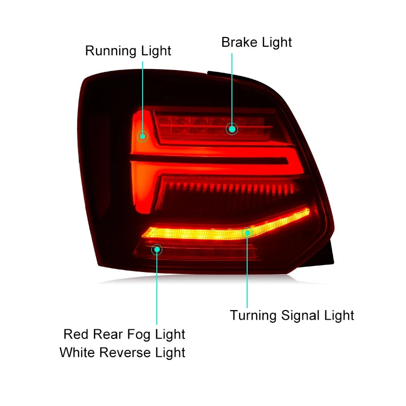 Volkswagen VW Polo 2011-2017 agterlig LED Stert