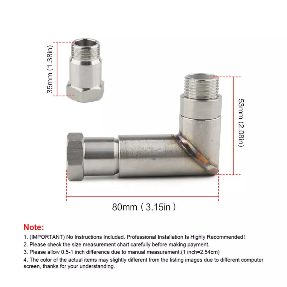 Double galvanized steel 90 degree O2 sensor expander