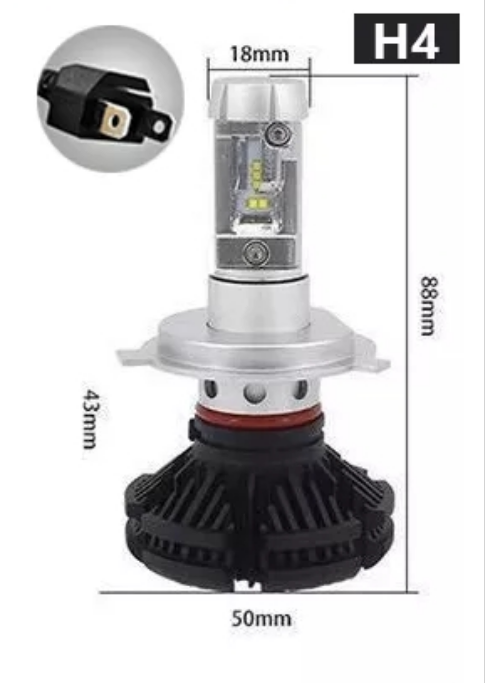 X3 LED-verligtingsgloeilampe 50W 6000k H4,H7,H11,H15,H1,9005