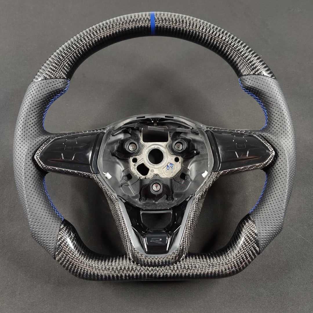 Carbon Fiber Steering Wheel Volkswagen mk8 Gti / R / Rline / T-roc / T-cross(Airbag cover excl )
